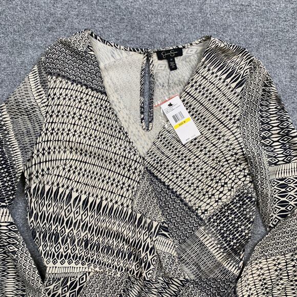 Jessica Simpson Romper Womens M Medium Cream Black Paola Fringe Tassel Flap - Picture 4 of 16